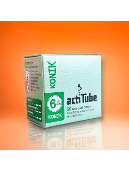 50 filtres à charbon Extra Slim Konik - ActiTube  CBD