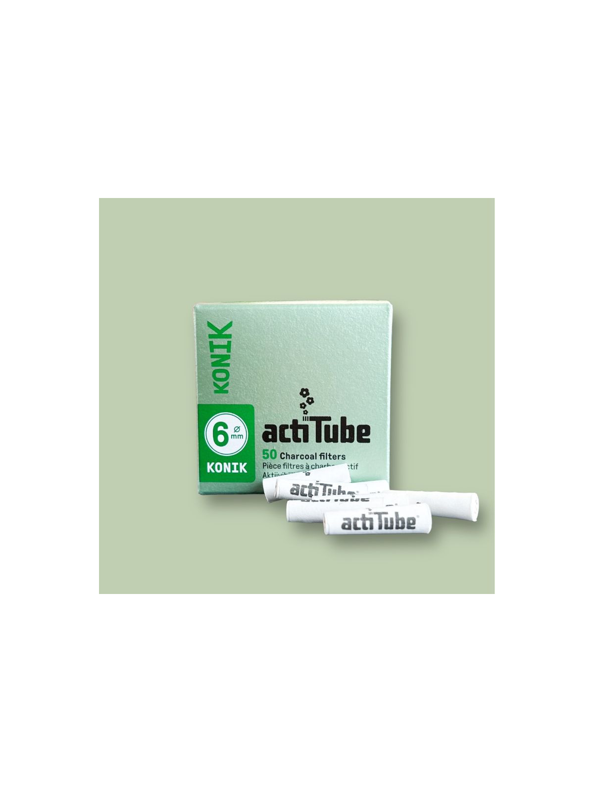 50 filtres à charbon Extra Slim Konik - ActiTube  CBD