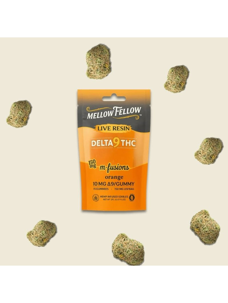 Gummies Delta 9 THC 10mg Live Resin – Mellow Fellow Orange (15 unités)  CBD
