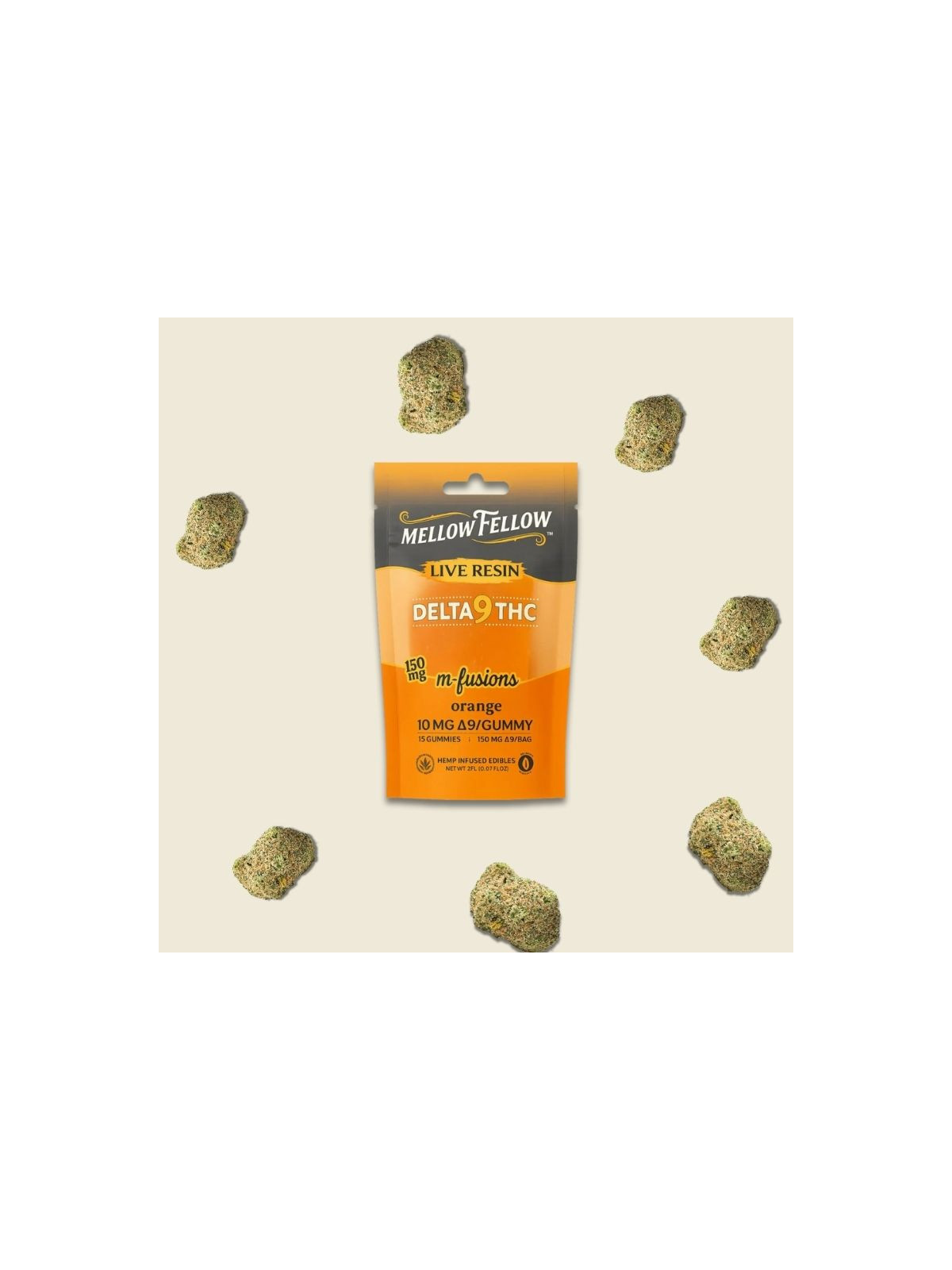 Gummies Delta 9 THC 10mg Live Resin – Mellow Fellow Orange (15 unités)  CBD