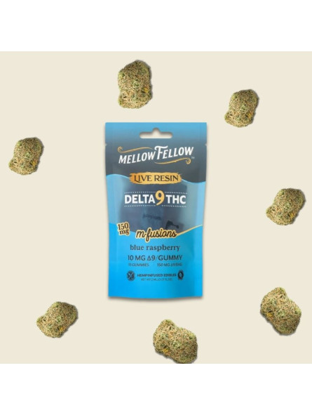 Gummies Delta 9 THC 10mg Live Resin – Mellow Fellow Raspberry (15 unités)  CBD
