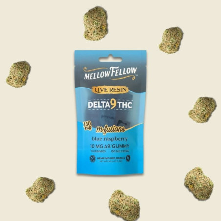 Gummies Delta 9 THC 10mg Live Resin – Mellow Fellow Raspberry (15 unités)  CBD