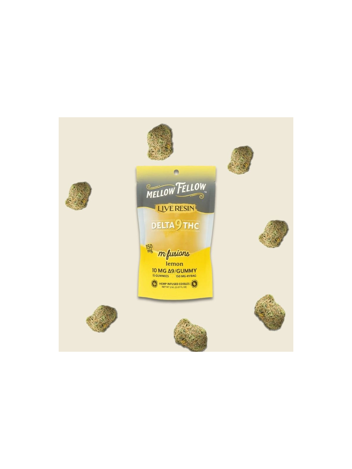 Gummies Delta 9 THC 10mg Live Resin – Mellow Fellow Lemon (15 unités)  CBD
