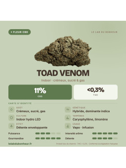 Toad Venom : fleur de CBD Cali indoor crémeuse & gas